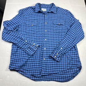 Lucky Brand Mens Snap Button Down Shirt Blue Gingham Western Long Sleeve Top XL